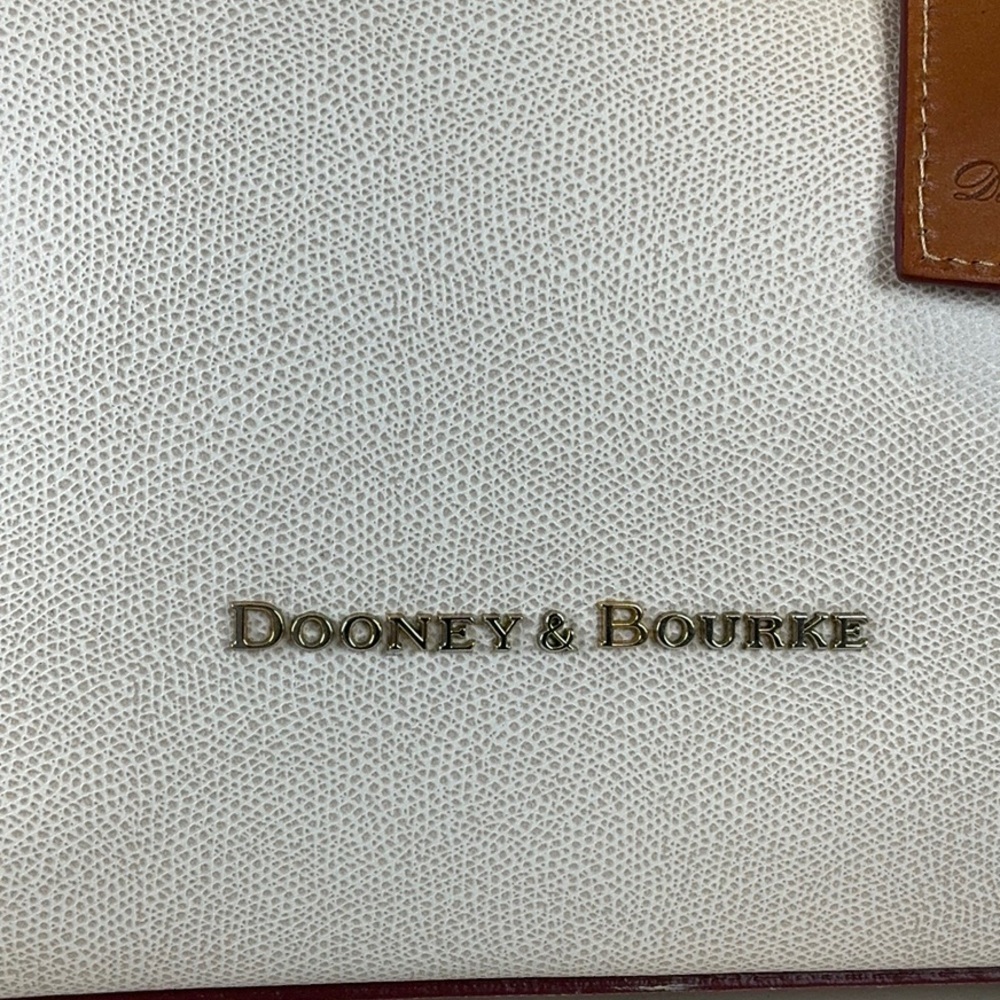 Dooney & Bourke Cream Canvas Tote with Brown Leather Trim and Matching Pouch - Picture 9 of 16